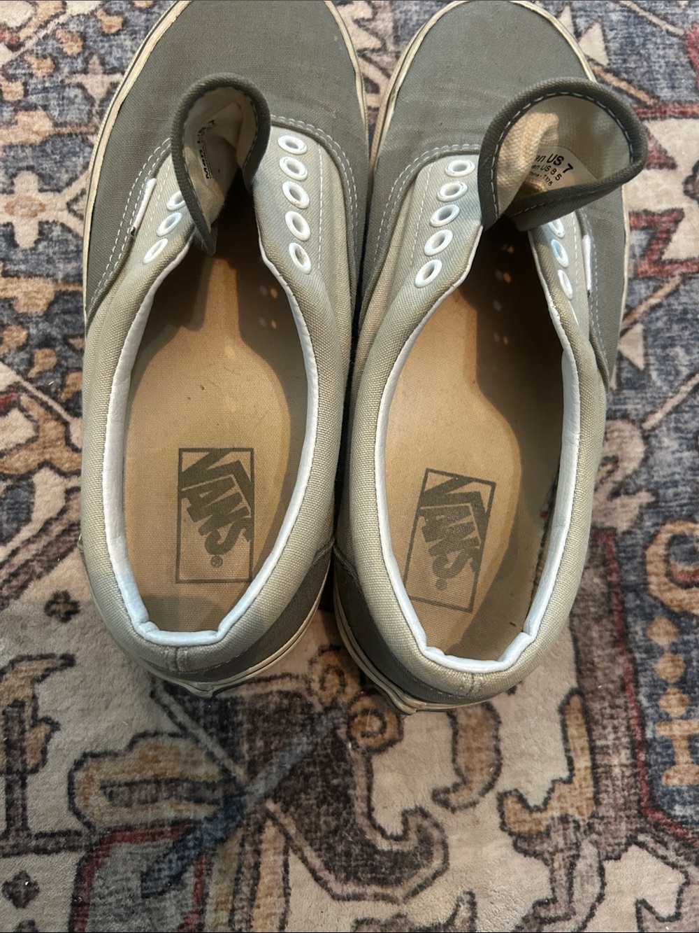 Vans Slip-On Style Canvas Sneakers in Olive - Picture 4 of 5